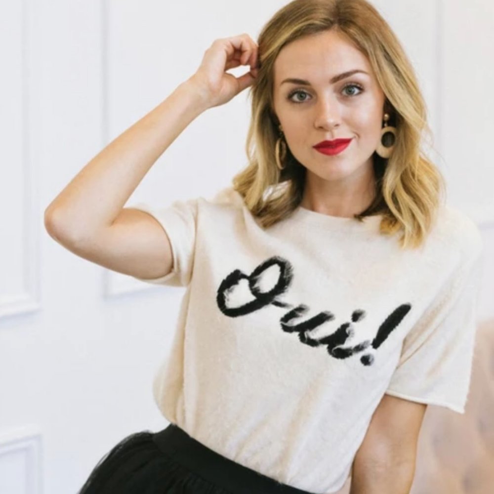 Oui Graphic Sweater Top